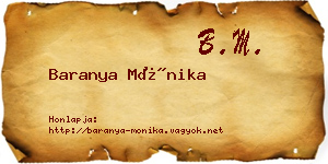 Baranya Mónika névjegykártya